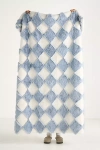 Anthropologie Checkered Sculpted Faux-fur Throw Blanket