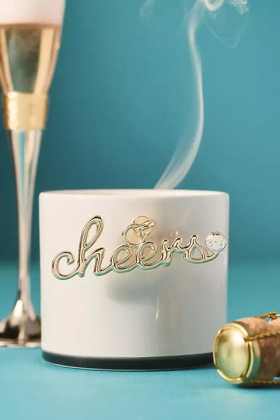 Anthropologie Cheers Charm Fruity Rosé Spritz Ceramic Candle In White