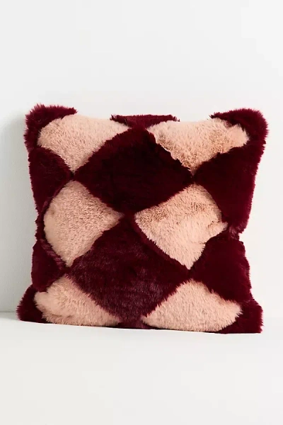 Anthropologie Chella Checkered Faux-fur Pillow