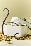 Anthropologie Cherie Gourmand Smoked Pistachio Lidded Porcelain Candle In White