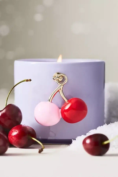 Anthropologie Cherry Charm Fruity Black Cherry & Tonka Ceramic Candle In Multi