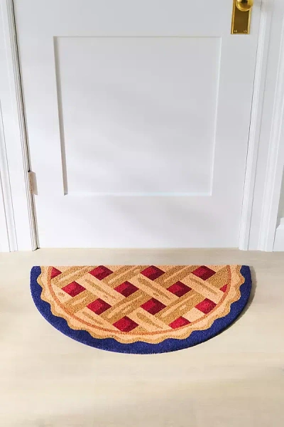 Anthropologie Cherry Pie Shaped Coir Printed Doormat In Multi