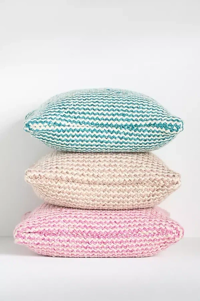 Anthropologie Chevron Indoor/outdoor Woven Pillow In Multi