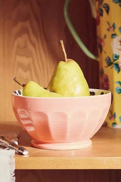 Anthropologie Chintzware Leopard Stoneware Cereal Bowl In Pink