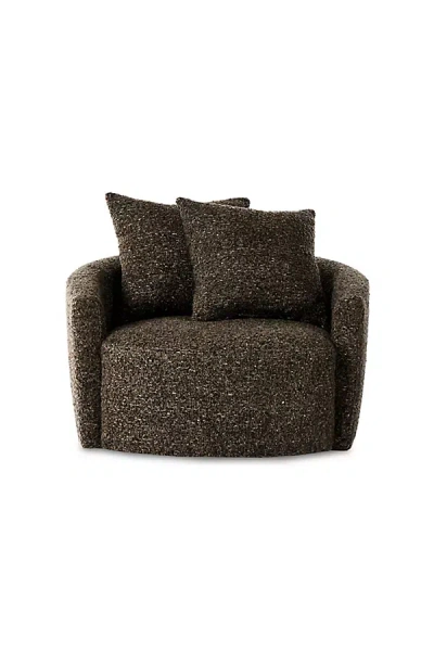 Anthropologie Chloe Bouclé Swivel Chair In Brown