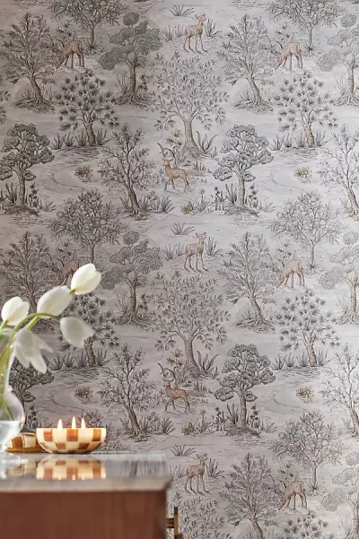 Anthropologie Chris Loves Julia Bramble Peel-and-stick Wallpaper In Gray