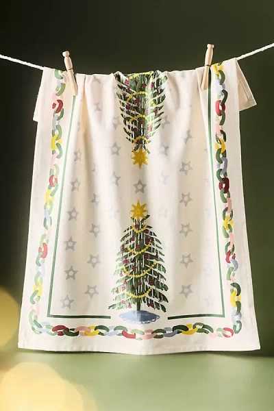 Anthropologie Christmas Tree Dish Towel In Multi
