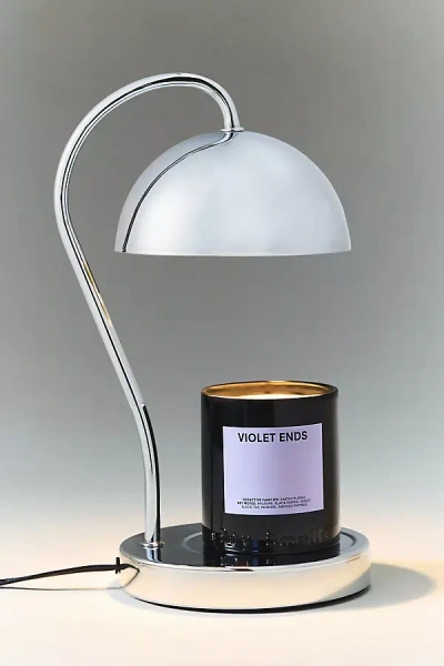 Anthropologie Chrome Candle Warmer Lamp In Silver