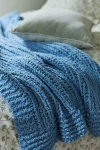 Anthropologie Chunky Wool Blend Throw Blanket In Blue