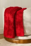 Anthropologie Chunky Wool Blend Throw Blanket In Red