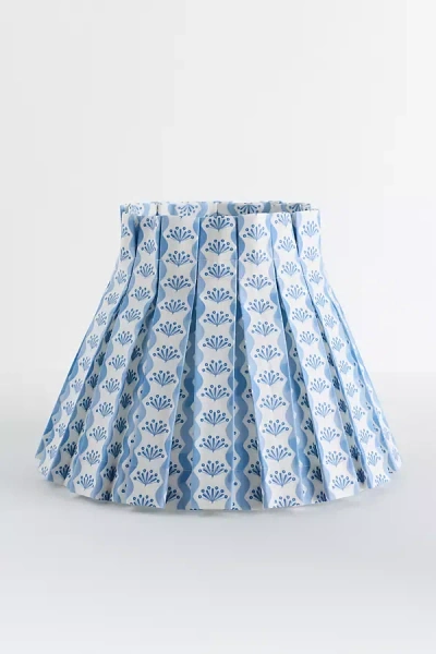 Anthropologie Cielle Home Box Pleat Fabric Lamp Shade And Slipcover In Blue