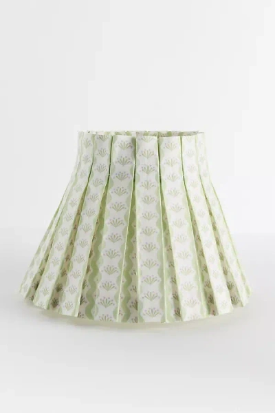 Anthropologie Cielle Home Box Pleat Fabric Lamp Shade And Slipcover In Green