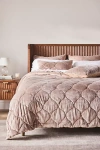 Anthropologie Claire Cotton Velvet Satin Quilt In Neutral