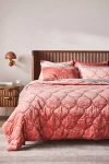 Anthropologie Claire Cotton Velvet Satin Quilt In Pink