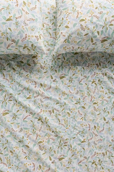 Anthropologie Claire De Quenetain Organic Cotton Percale Floral Printed Sheet Set In Multi