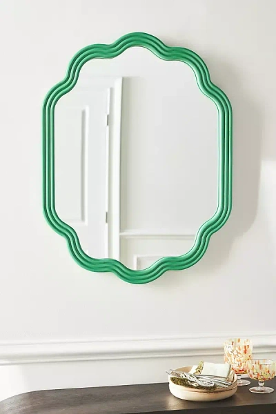 Anthropologie Clara Wood Scalloped Wall Mirror