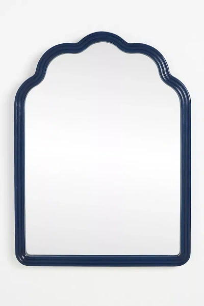 Anthropologie Clara Wood Mirror In Blue