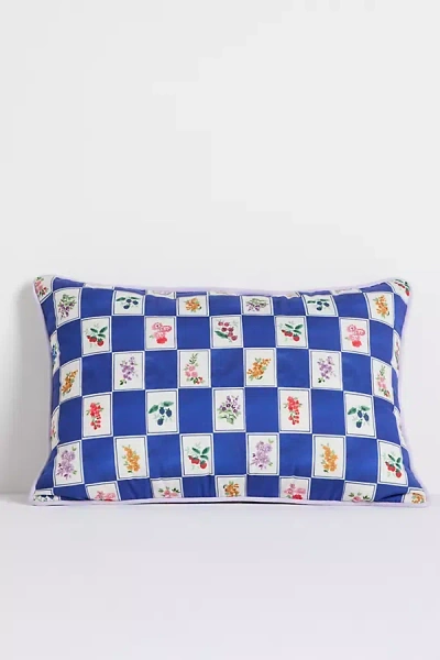 Anthropologie Clarina Outdoor Printed Floral Cushion In Blue