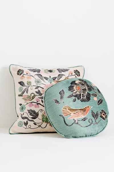 Anthropologie Claudette Cotton Velvet Printed Floral Pillow In Multi