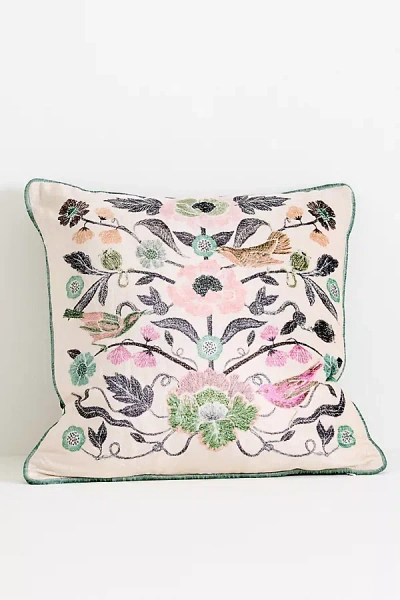 Anthropologie Claudette Cotton Velvet Printed Floral Pillow In Multi