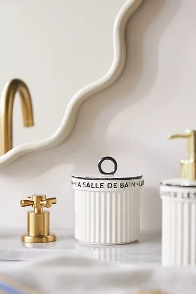 Anthropologie Claudette Glazed Ceramic Canister In White
