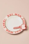 Anthropologie Claudette Glazed Ceramic Round Tray In Pink