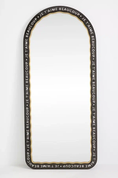 Anthropologie Claudette Text Arch Dressing Floor Mirror In Black