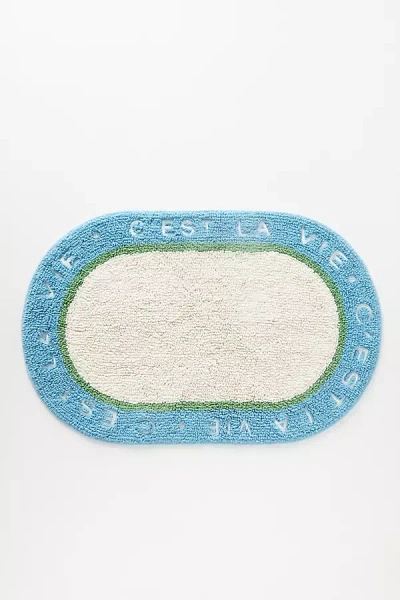 Anthropologie Claudette Tufted Cotton Bath Mat In Blue