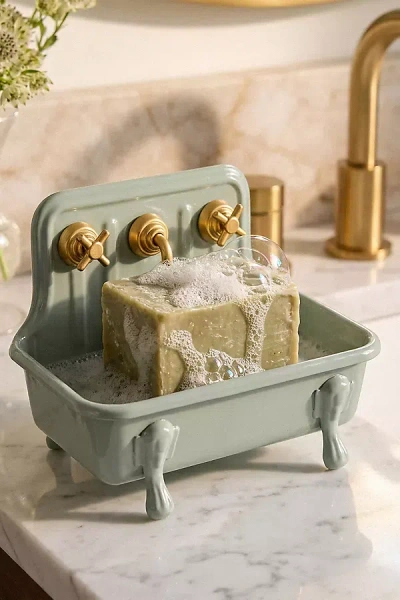 Anthropologie Claw Foot Metal Sink Soap Dish In Gray