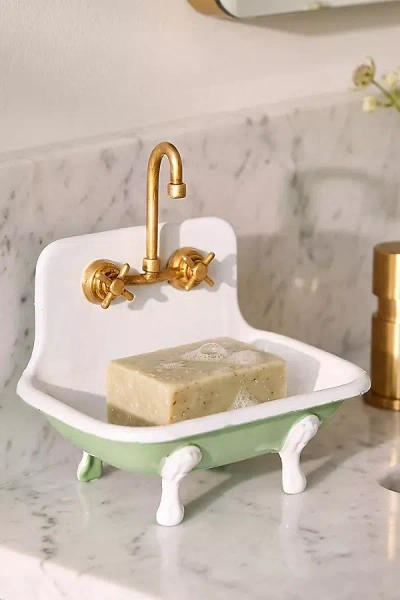 Anthropologie Claw Foot Metal Sink Soap Dish In White