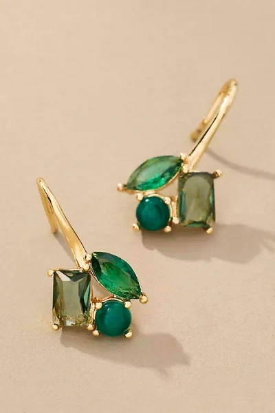 Anthropologie Cluster Crystal Earrings In Green