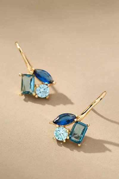 Anthropologie Cluster Crystal Earrings In Blue