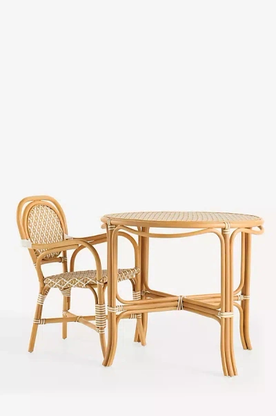 Anthropologie Coastal Indoor/outdoor Rattan Bistro Table In Brown