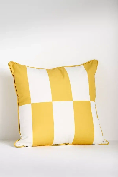 Anthropologie Coastal Printed Striped Indoor/outdoor Pillow In Yellow