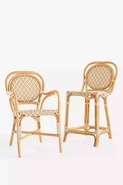 Anthropologie Coastal Rattan Bistro Counter Stool Chair