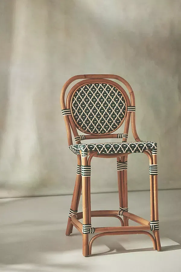 Anthropologie Coastal Rattan Bistro Counter Stool