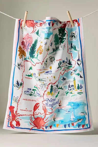 Anthropologie Coastal Summer California Dish Towel In Multi