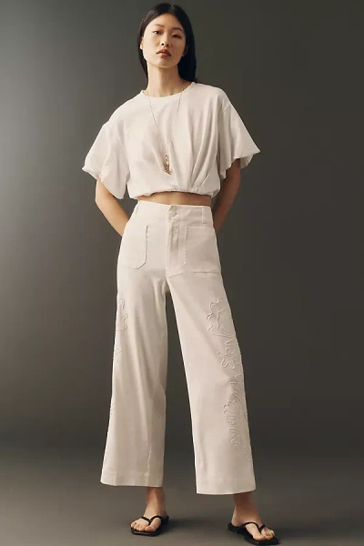 Anthropologie Colette European Linen Stretch High Rise Pants In Multi