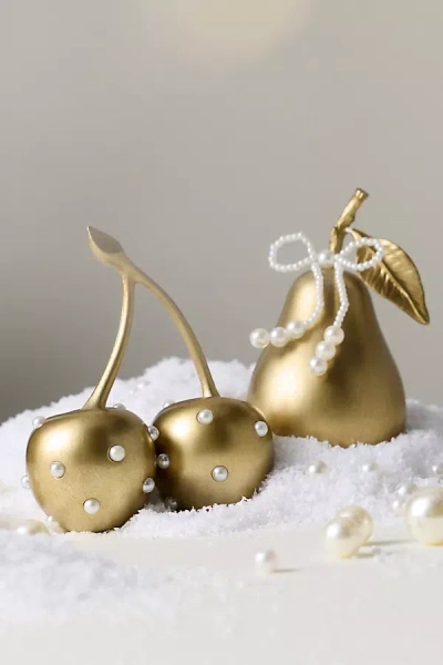 Anthropologie Colette Metal Fruit Decorative Object In Gold