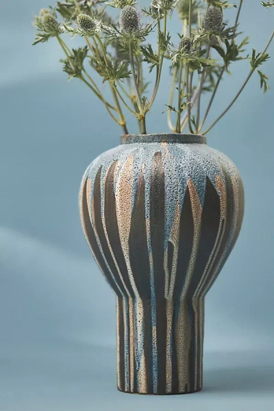 Anthropologie Color Drip Vase In Blue