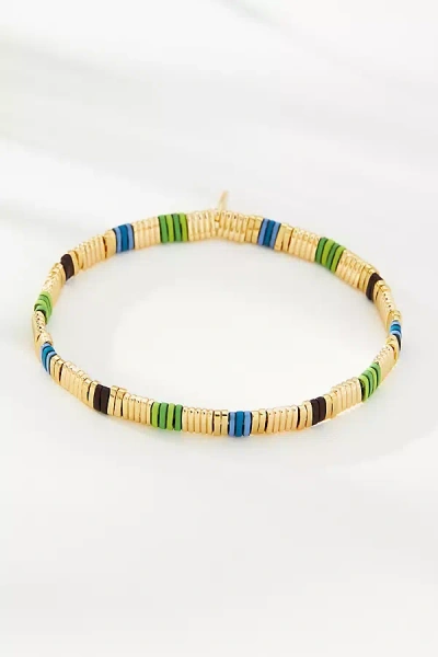 Anthropologie Colorful Beaded Chicklet Bracelet In Green