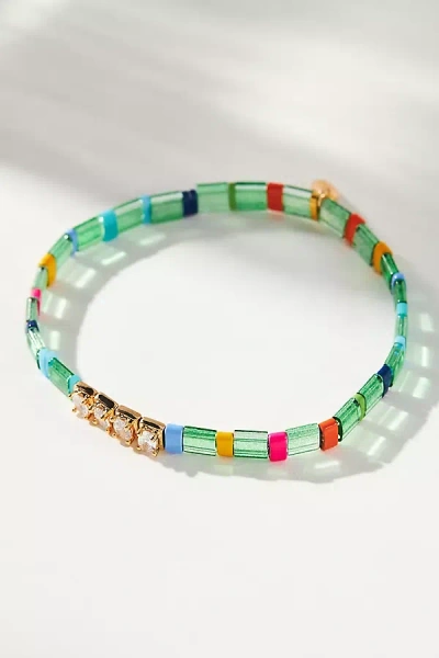 Anthropologie Colorful Beaded Chicklet Bracelet In Multi