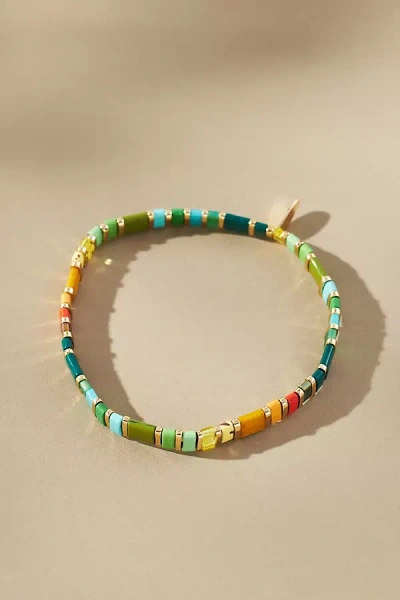 Anthropologie Colourful Beaded Chicklet Bracelet In Multicolor