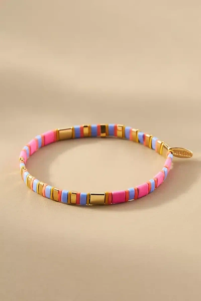 Anthropologie Colorful Beaded Chicklet Bracelet In Multi