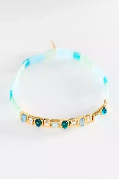 Anthropologie Colorful Beaded Chicklet Stretch Bracelet In Blue