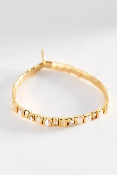 Anthropologie Colorful Beaded Chicklet Stretch Bracelet In Gold