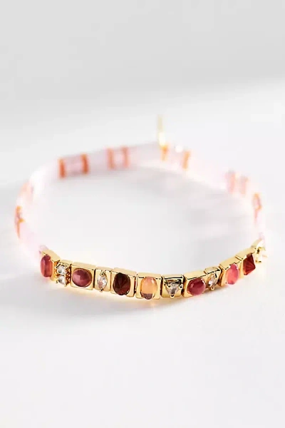 Anthropologie Colorful Beaded Chicklet Stretch Bracelet In Multi