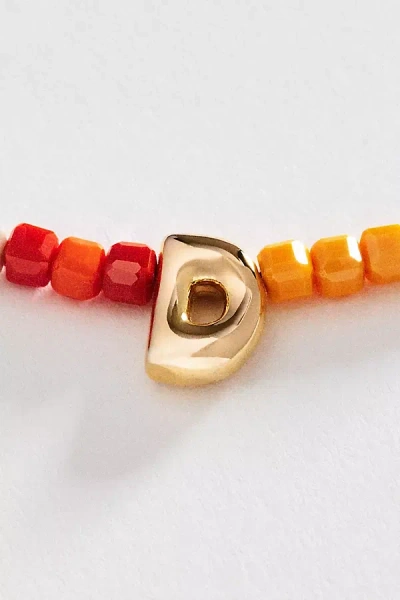 Anthropologie Colorful Beaded Initial Necklace In Orange