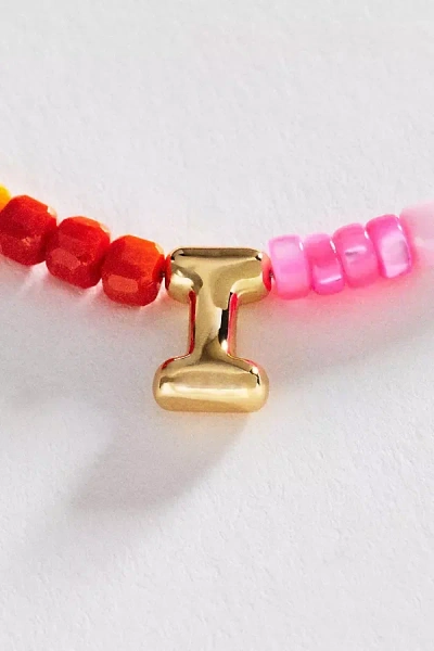 Anthropologie Colorful Beaded Initial Necklace In Gold
