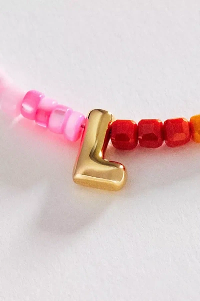 Anthropologie Colorful Beaded Initial Necklace In Gold